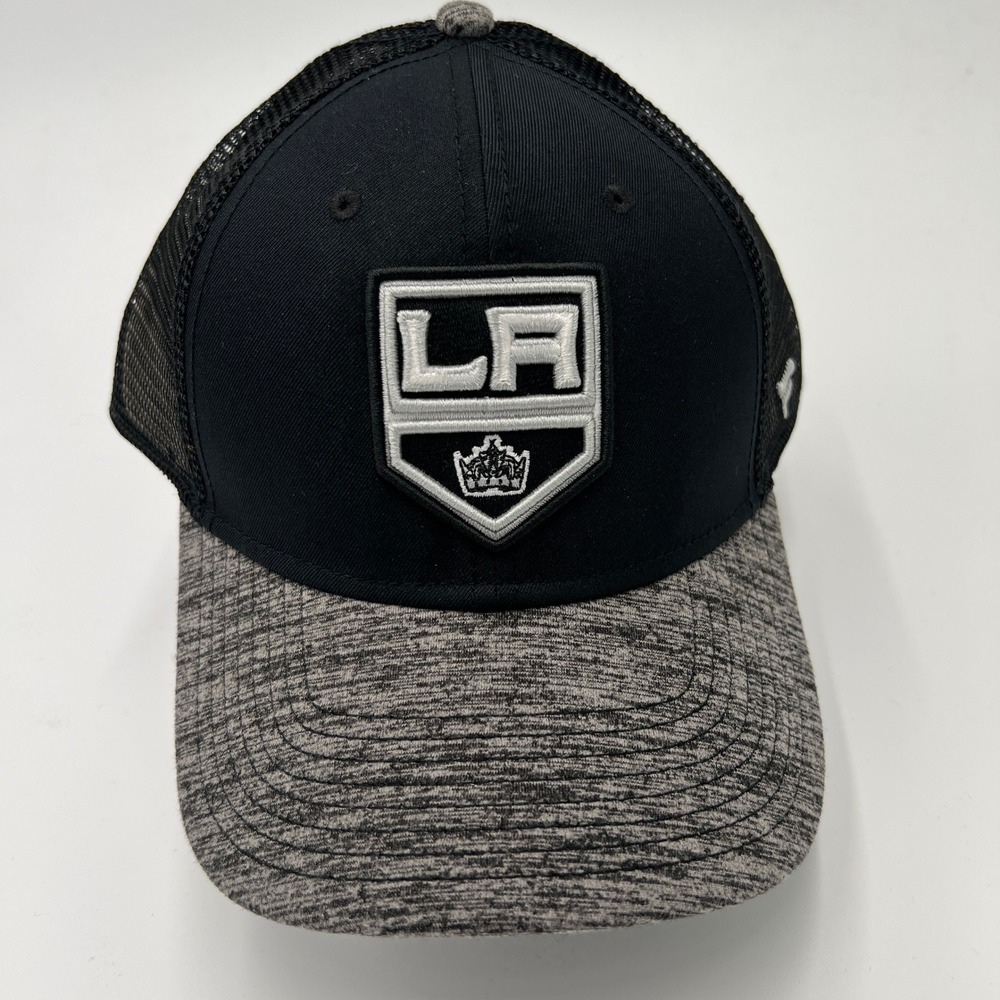 Fanatics Los Angeles Kings NHL Trucker Hat Black Heather Gray Snapback Cap